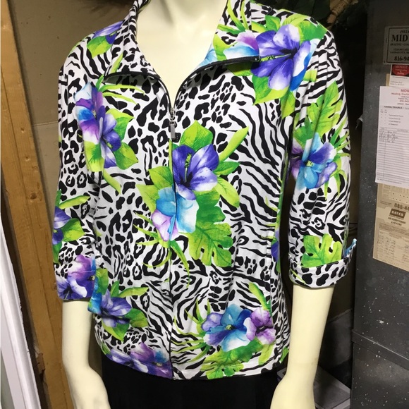 Erin London Zip Up Colorful Blazer - Picture 8 of 14